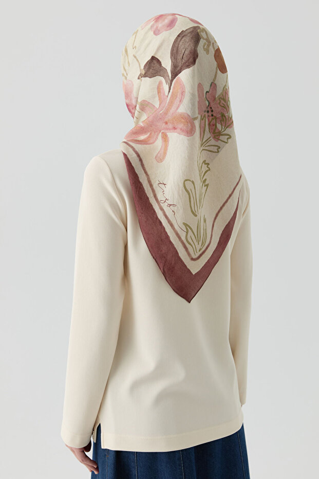 Polo Yaka Örme Bluz - Ekru - 4