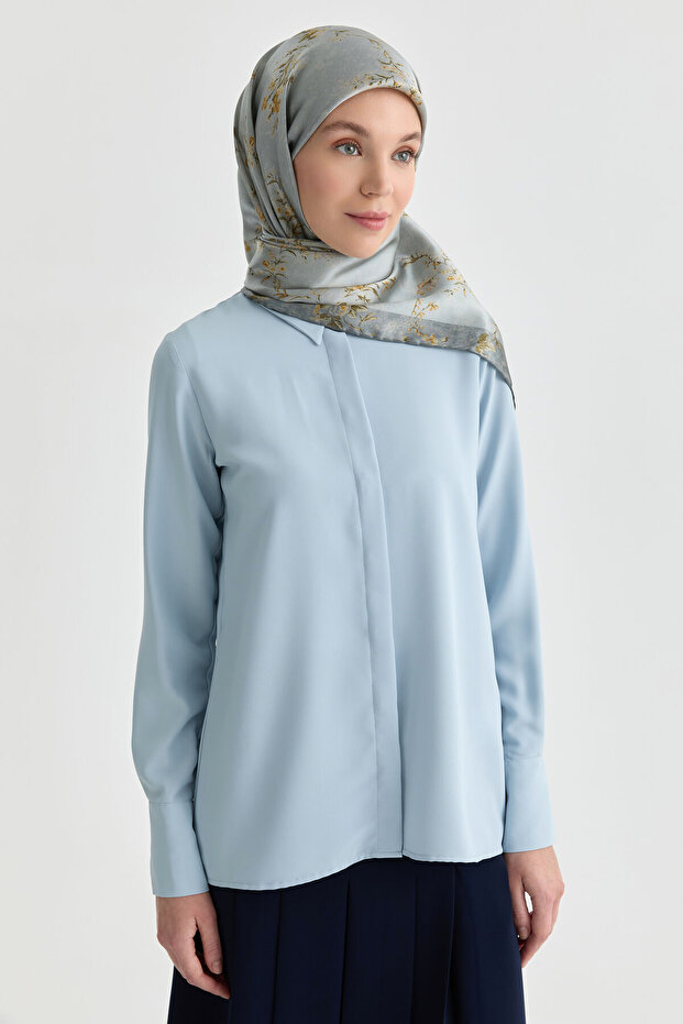 Gizli Patlı Basic Gömlek - Açık Mavi - 3