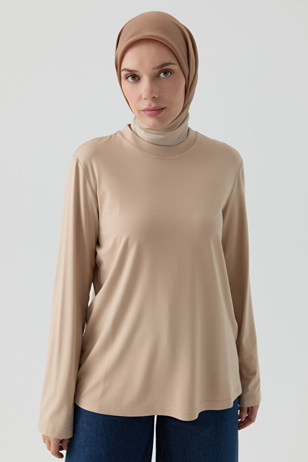 Örme Bluz - Bej - 3