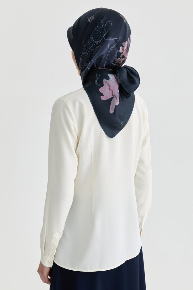 Basic Gizli Patlı Gömlek - Ekru - 4