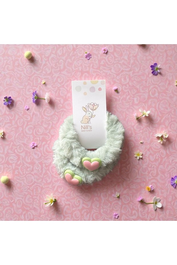 Plush Rubber Buckle – Mint Green with Heart Detail