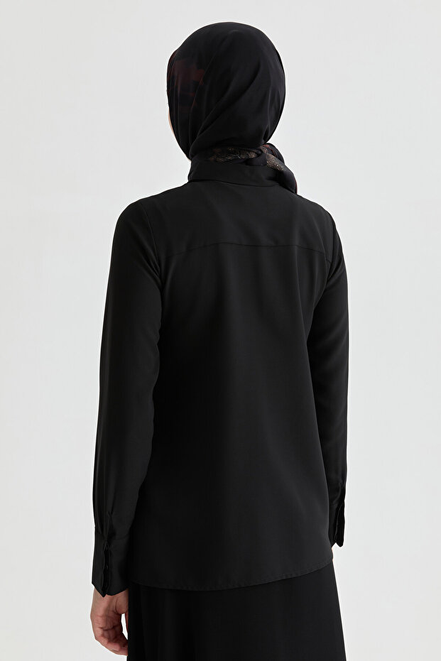 Gizli Patlı Basic Gömlek - Siyah - 5