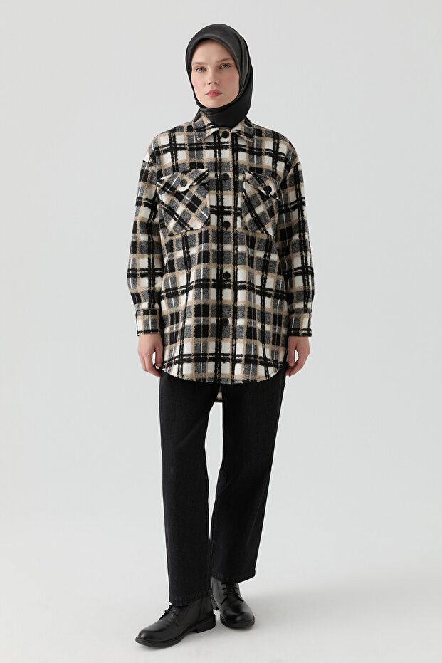 Oversize Oduncu Gömlek - Siyah - 5