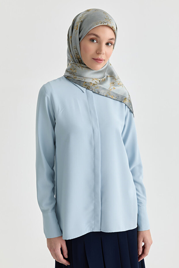 Gizli Patlı Basic Gömlek - Açık Mavi - 2