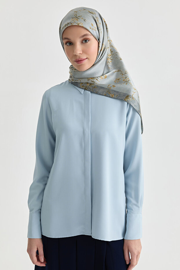 Gizli Patlı Basic Gömlek - Açık Mavi - 1