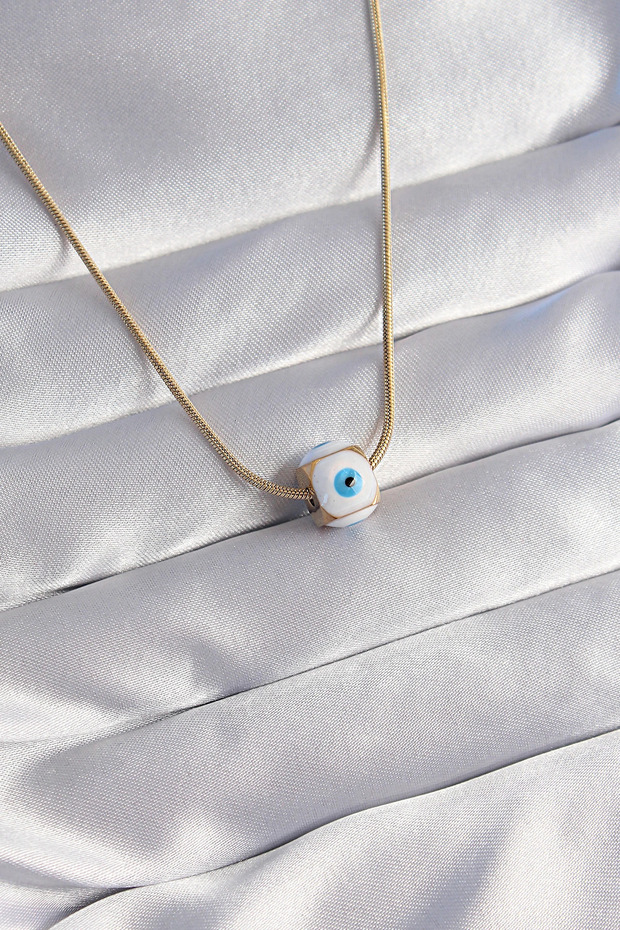316L Steel Gold Color Enamel Evil Eye Model Necklace