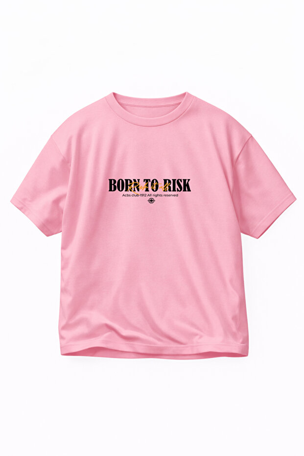 تي شيرت 100% قطن قصة فضفاضة مقاس مريح BORN TO مطبوع Premium