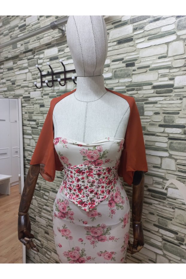 Ariane Chiffon Short-Sleeved Shawl Tile Color