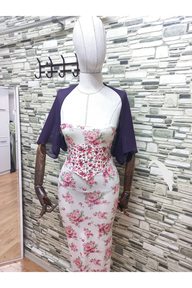 Ariane Chiffon Short-Sleeved Shawl Plum