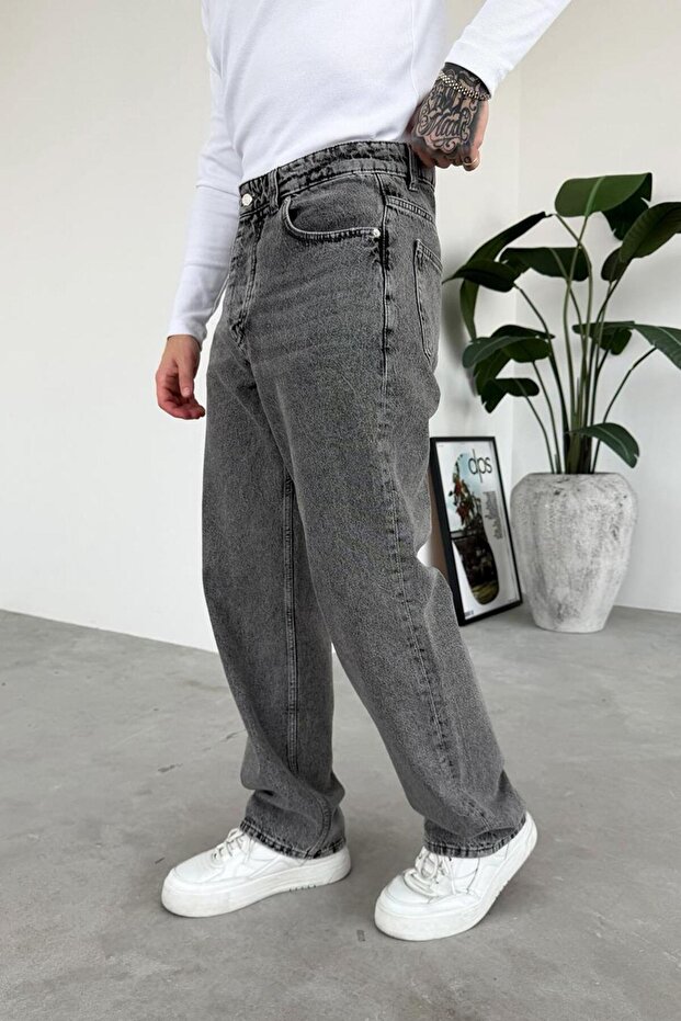 Dokulu Gri Soft Degrade Basic Regular Pantolon - 2