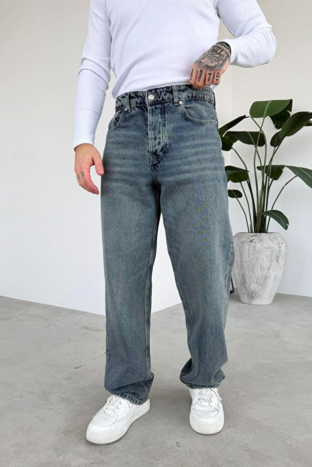 Eskitme Mavi Soft Degrade Basic Regular Pantolon - 1