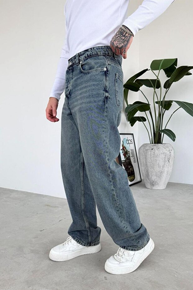 Eskitme Mavi Soft Degrade Basic Regular Pantolon - 2