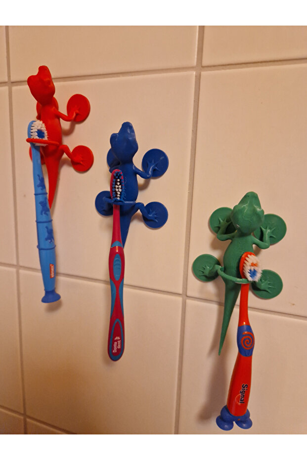 حامل فرشاة أسنان على شكل سحلية (3 قطع) - 2