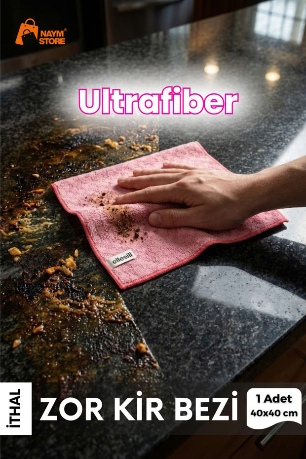 Imported Ultrafiber Hard Dirt Cloth, Scrubbing Cloth, Countertop Cloth Pink Color Cloth 40X40 cm - 300 Gsm