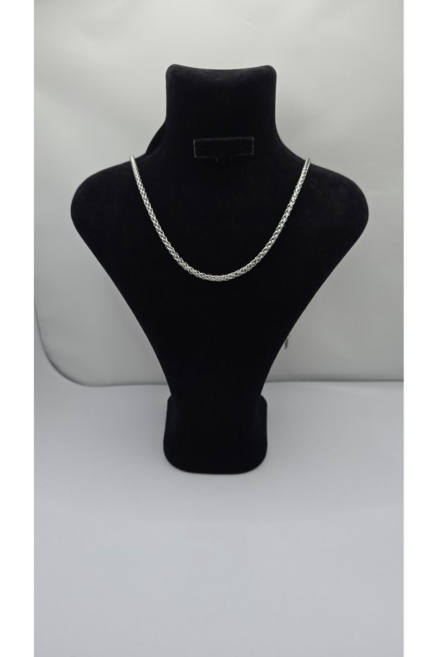 Stainless Steel Silver Color Unisex Twist Chain Necklace