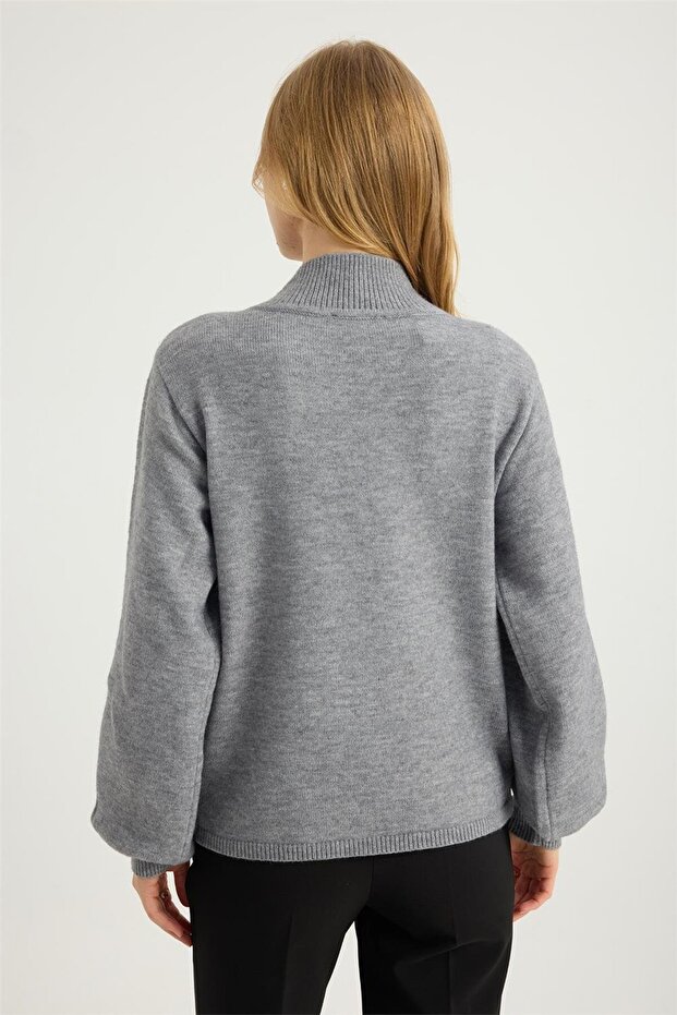 Dik Yaka Payetli Triko - 5