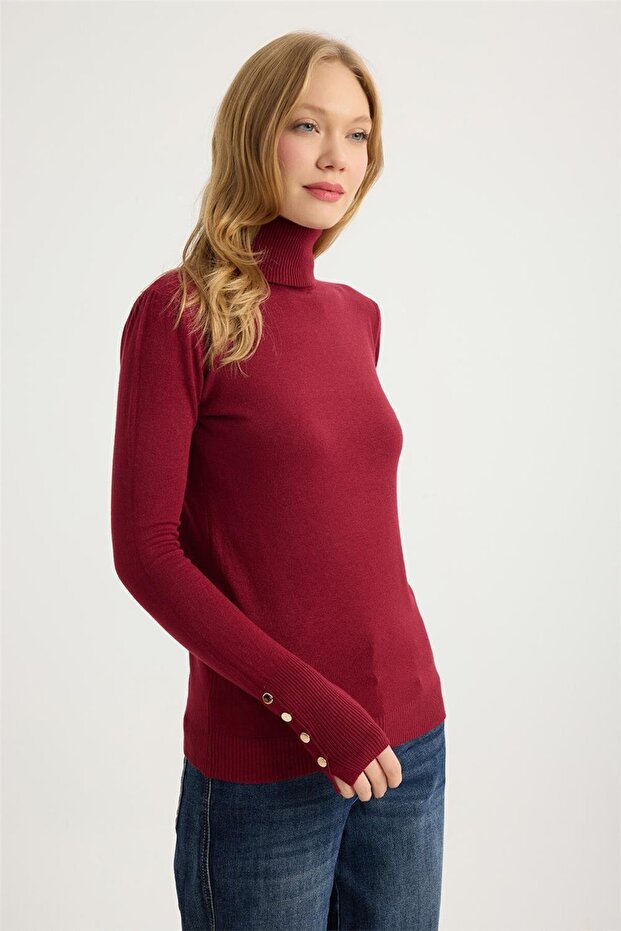 Balıkçı Yaka Perçinli Triko - 3