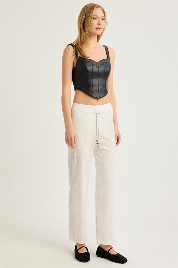 Kırışık Kadife Pantolon - 3