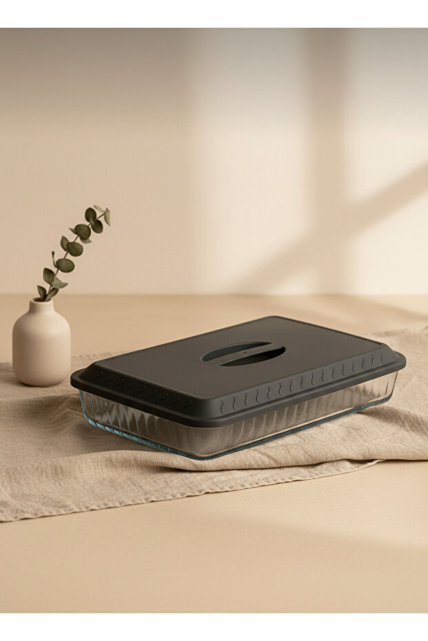 غطاء حاوية تخزين بلاستيكية متوافقة مع الزجاج البورشيمي مستطيل الشكل - 2