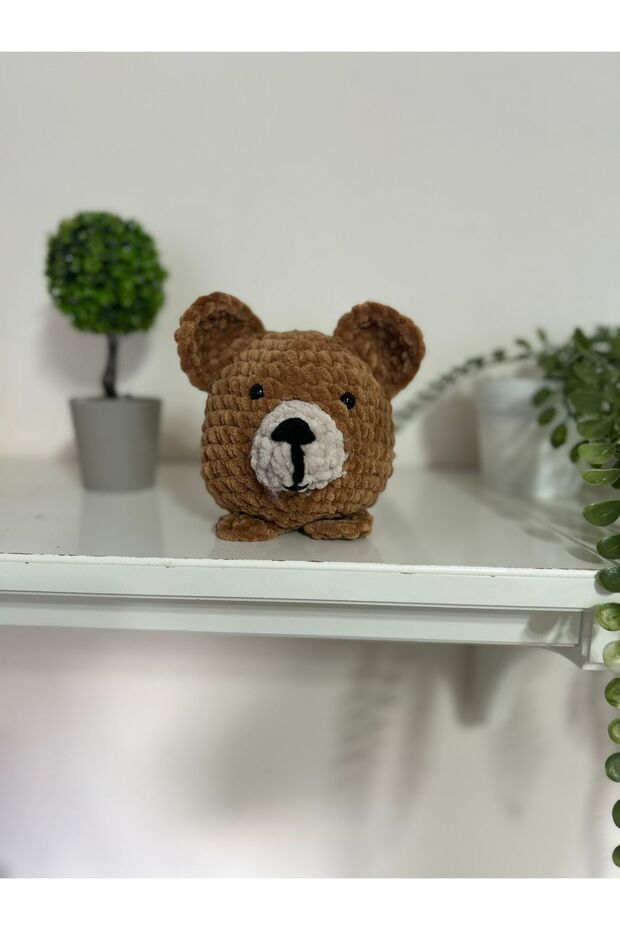 Handmade Velvet String Amigurumi Teddy Bear 11 cm – Mini Plush Decorative Toy