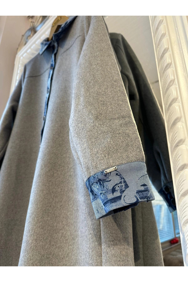 Kaşe Pardesü - Gri - 6