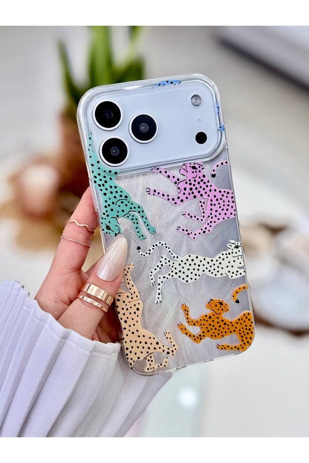 iPhone 17 Promax Compatible Shine Colorful Leopard Color Changing Shiny Design Silicone Case