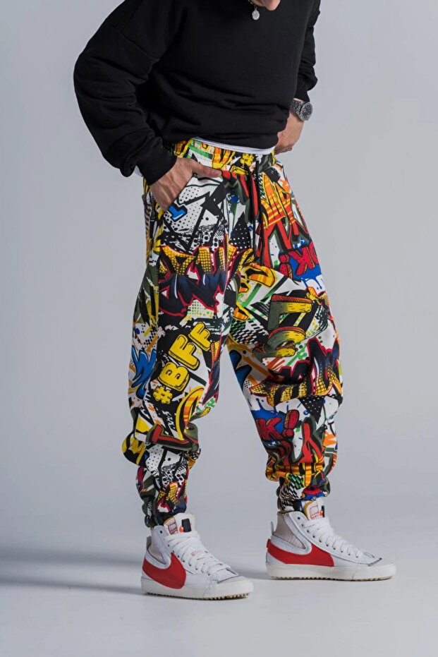 بنطلون شالوار منقوش بخصر مطاطي - 2