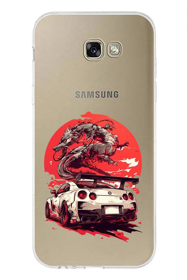 جراب سيليكون متوافق مع هاتف سامسونج جالاكسي A7 2017 بتصميم GTR Dragon مطبوع