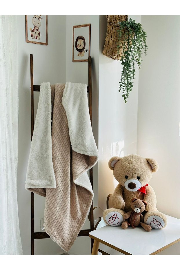 Ftbabycollection Winter Welsoft Inner Surface Knitted Pique Baby Blanket 100X110 cm Powder Pink