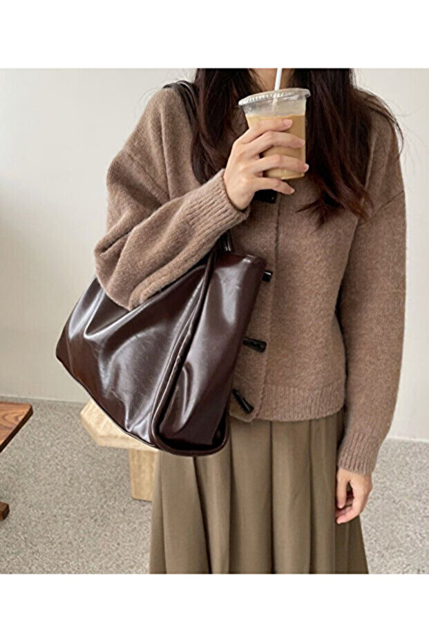 Bella Basic Model Soft Leather Large Size Daily Hand Shoulder & Arm Bag - 2