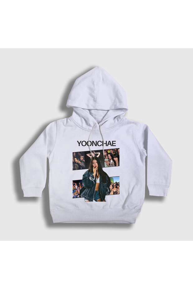 Unisex Children's White Yoonchae V3 K Pop Katseye Hooded Sweatshirt 590371Tt