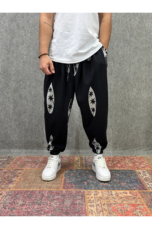 Elastic Waist Pleated Patterned Half-Shalwar