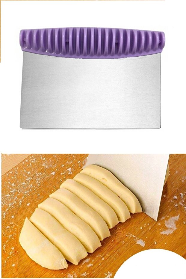 Pattern Handled Spatula Dough Cutter, Steel Dough Scraper