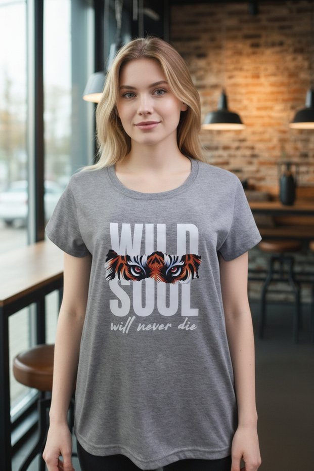 Grimelanj Unisex Regular Fit Short Sleeve Tiger Printed T-Shirt