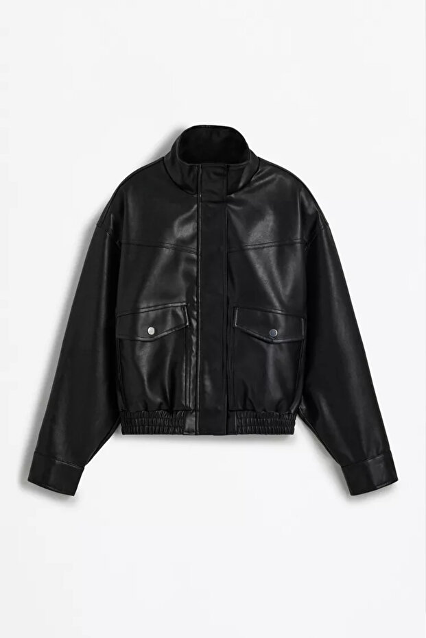 Suni Deri Bomber Ceket - 6
