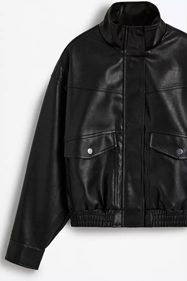Suni Deri Bomber Ceket - 7