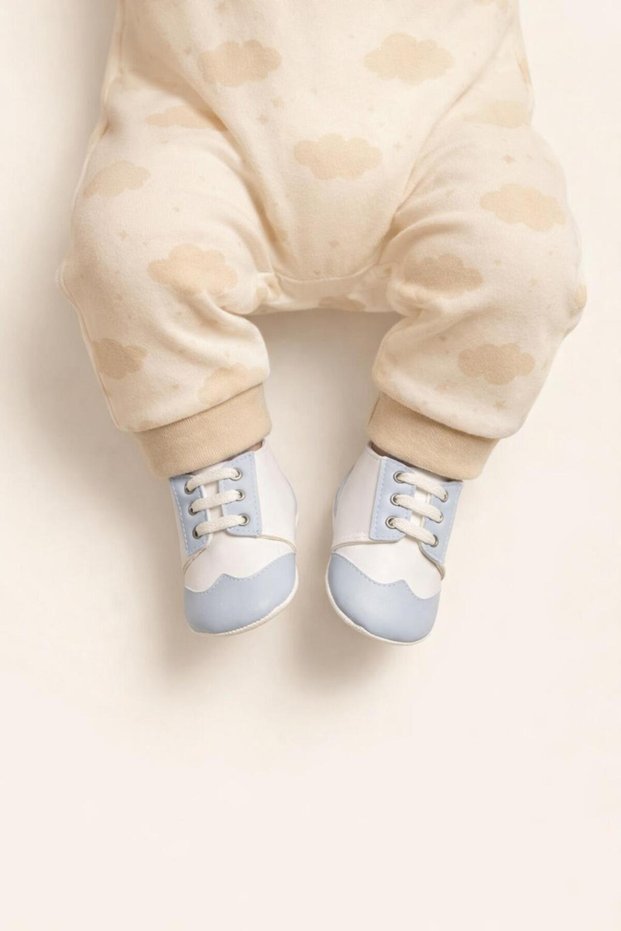 Leather Baby Shoes, First Step Shoes, Baby Booties with Non-Slip Sole and Laces