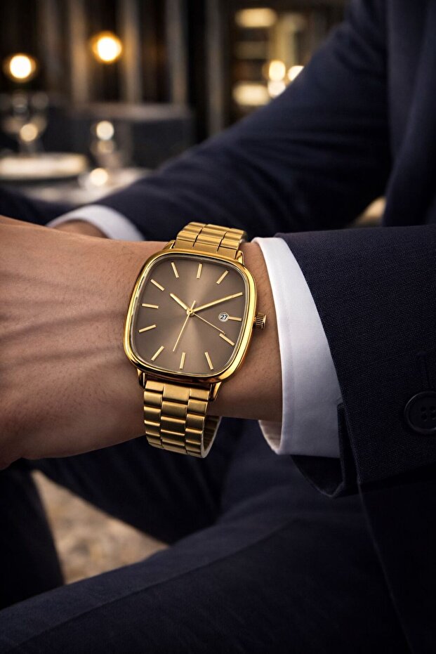 Steel Band Men's Wristwatch with Calendar