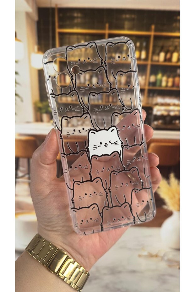 جراب شفاف ممتص للصدمات وواقي للكاميرا بنمط Manycat متوافق مع هاتف Samsung A04 - 1