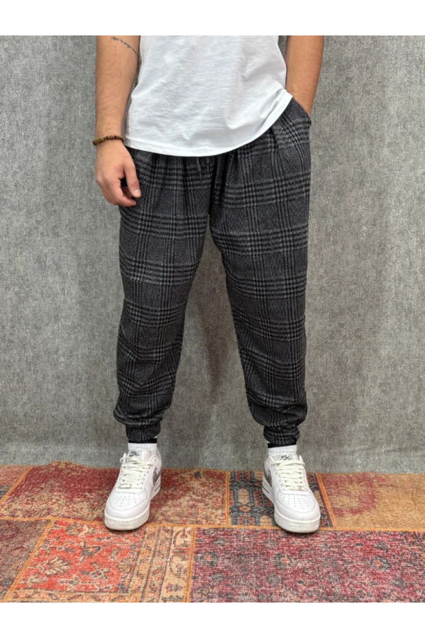 بنطلون شالوار مطوي ومزين بنمط مع خصر مطاطي - 1