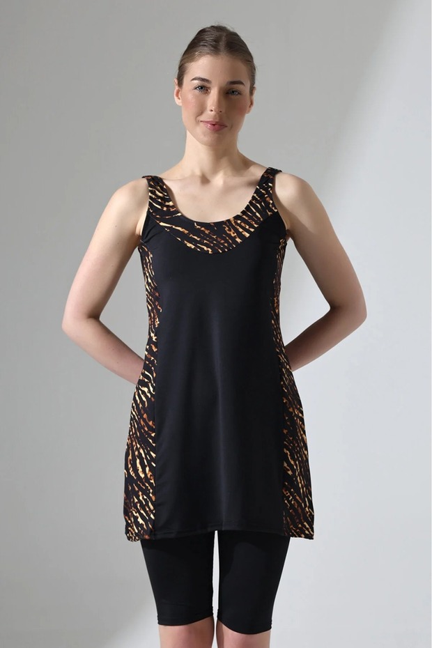 Women's Tights and Dress Stretch Fabric Swimsuit with Attached Chest Pad, Beachwear