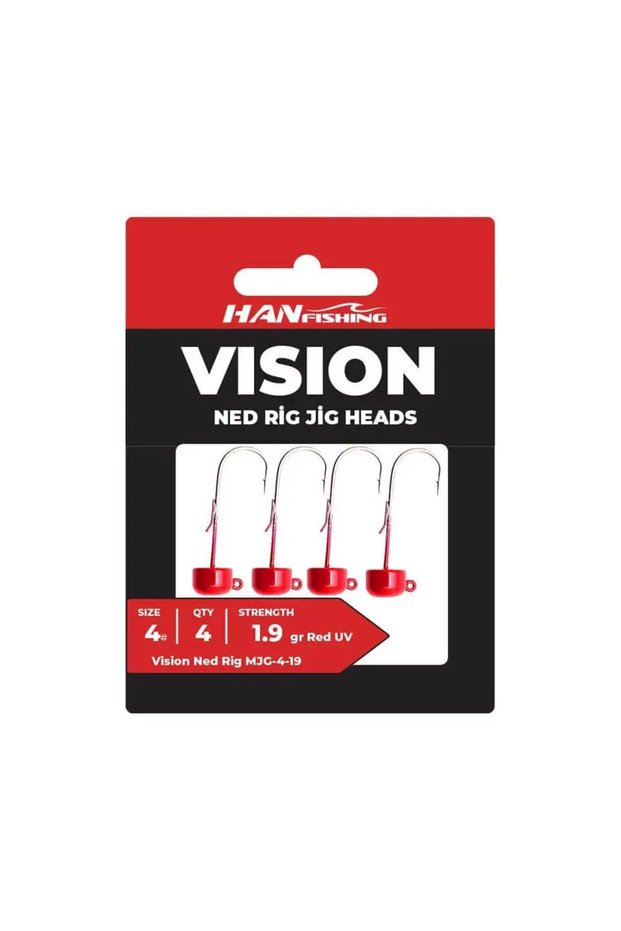 Vision Ned Rig UV Red Jighead-1.5 Gr - No: 4