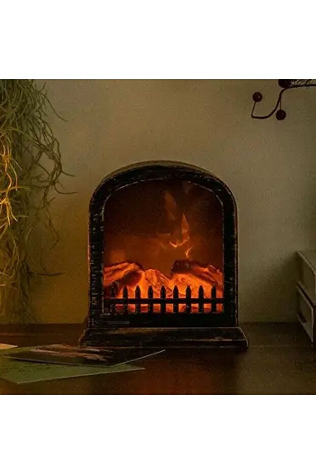 Small battery-operated fireplace decoration, measuring 16*15 cm