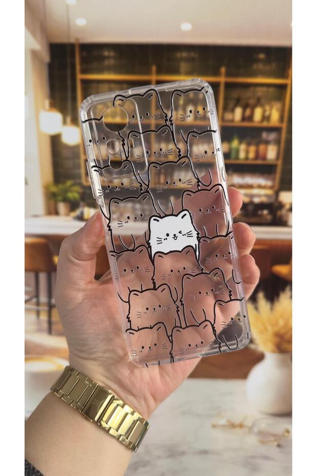 Xiaomi Redmi Note 12S Compatible Manycat Patterned Transparent Shock-Absorbing Camera Protected Clear Case