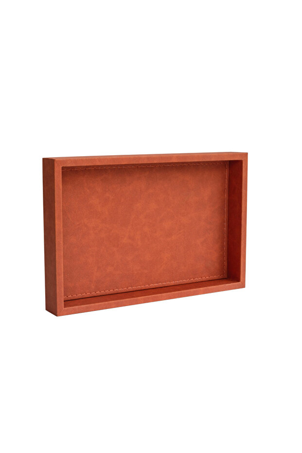 Small Size Orange Faux Leather Tray
