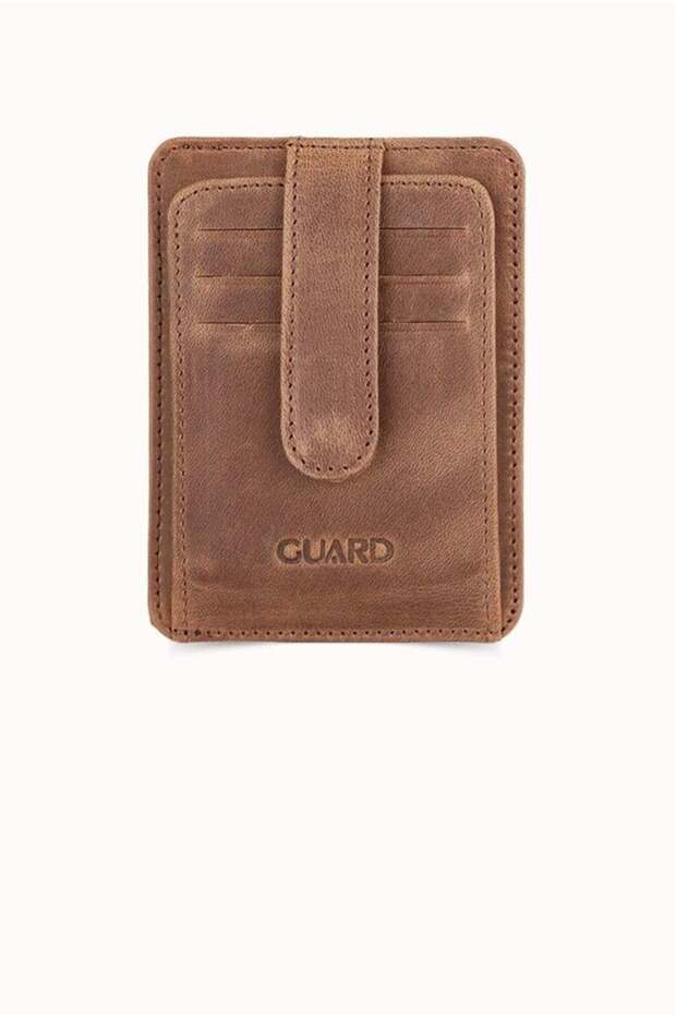 Δερμάτινη θήκη καρτών Vertical Crazy Taba