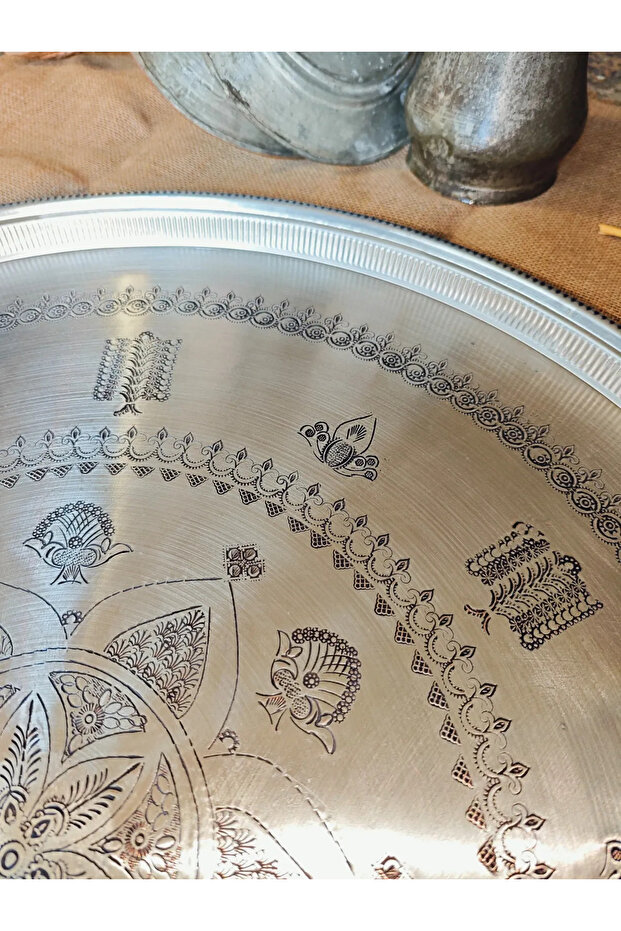 Bakır Sini Eskitme Model 79 cm - 4