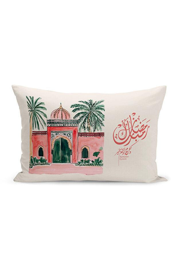 غطاء وسادة مطبوع رقميًا مزدوج الجوانب من سلسلة رمضان (غطاء سرير رمضان)