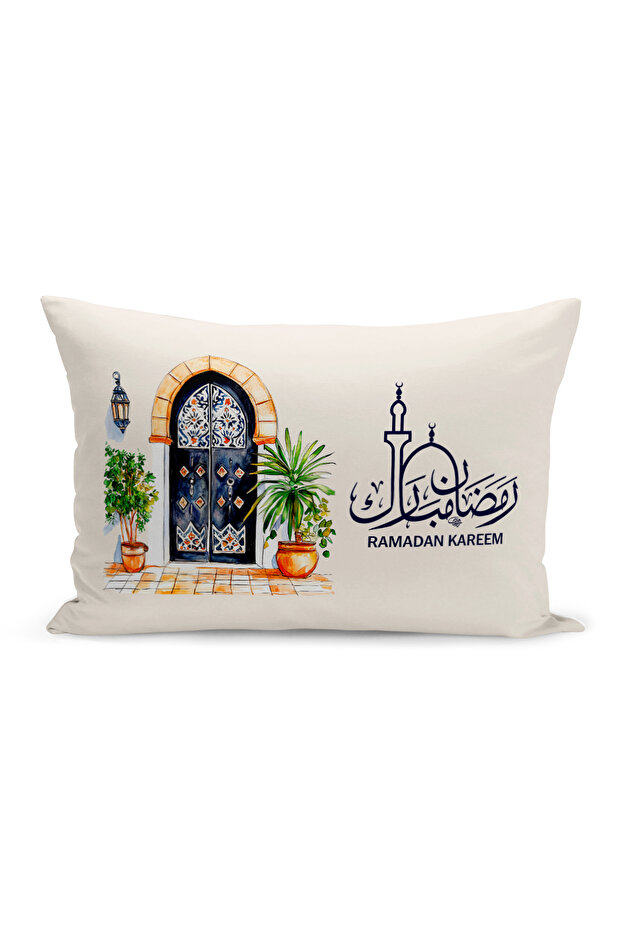 غطاء وسادة مطبوع رقميًا مزدوج الجوانب من سلسلة رمضان (غطاء سرير رمضان)