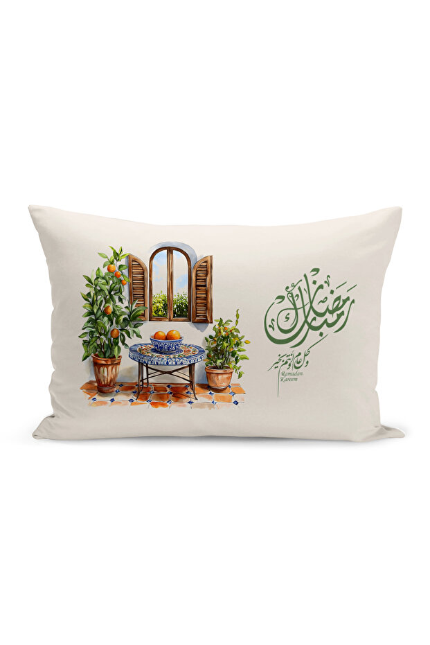 غطاء وسادة مطبوع رقميًا مزدوج الجوانب من سلسلة رمضان (غطاء سرير رمضان)